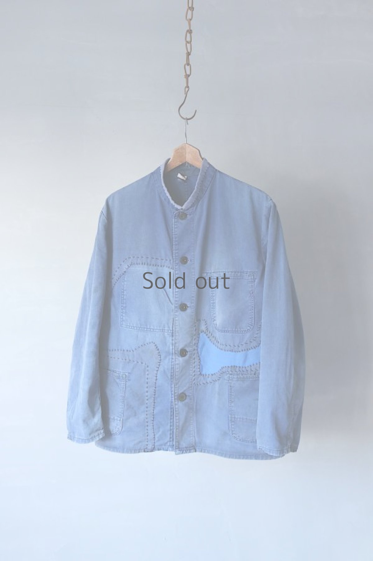 画像15: 【MITSUGU SASAKI】ビンテージリメイク　パッチワーク　スタンドカラー　ワークジャケット (15)