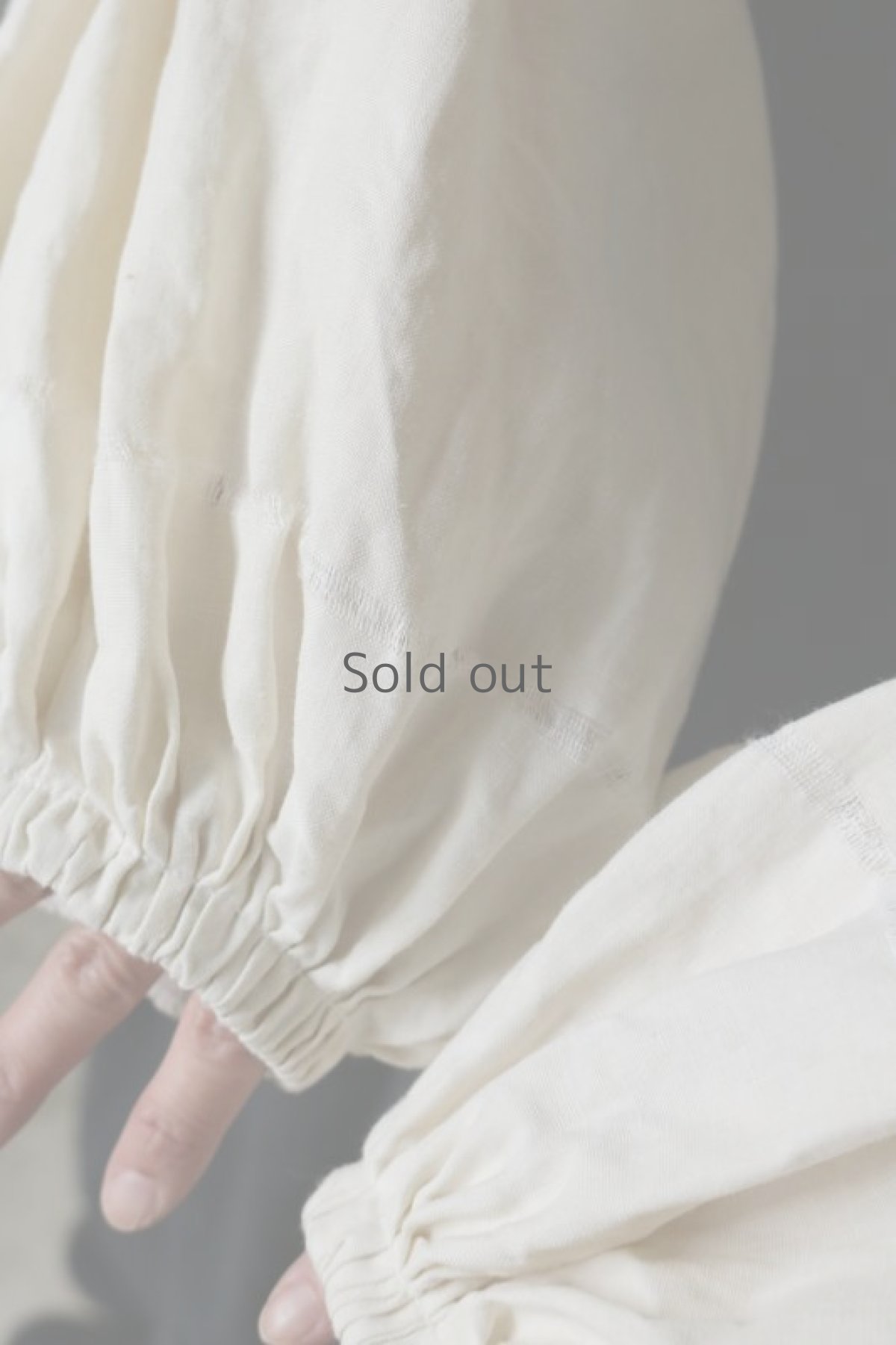 画像10: 【ササキチホ】アンティークリネン　短羽織　ボリューム袖（タック＋リボン/白/B） (10)