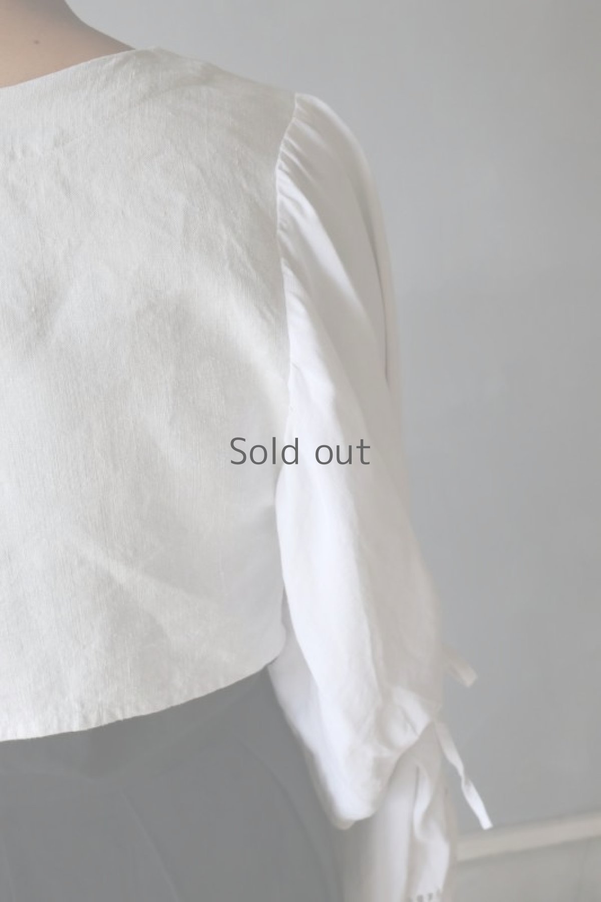 画像11: 【ササキチホ】アンティークリネン　短羽織　ボリューム袖（タック＋リボン/２トーン白/レース） (11)