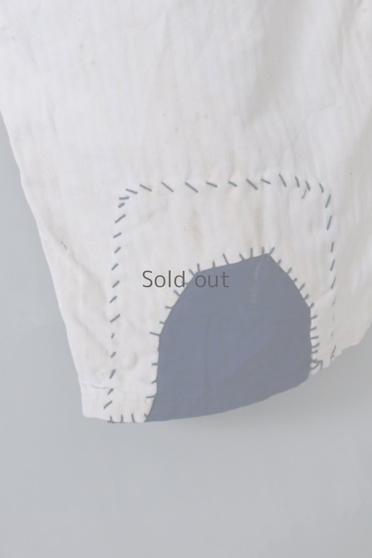 画像13: 【MITSUGU SASAKI】ビンテージ×リメイク　パッチワーク　ホワイトヘリンボーン　ワークパンツ（シンチバック） (13)