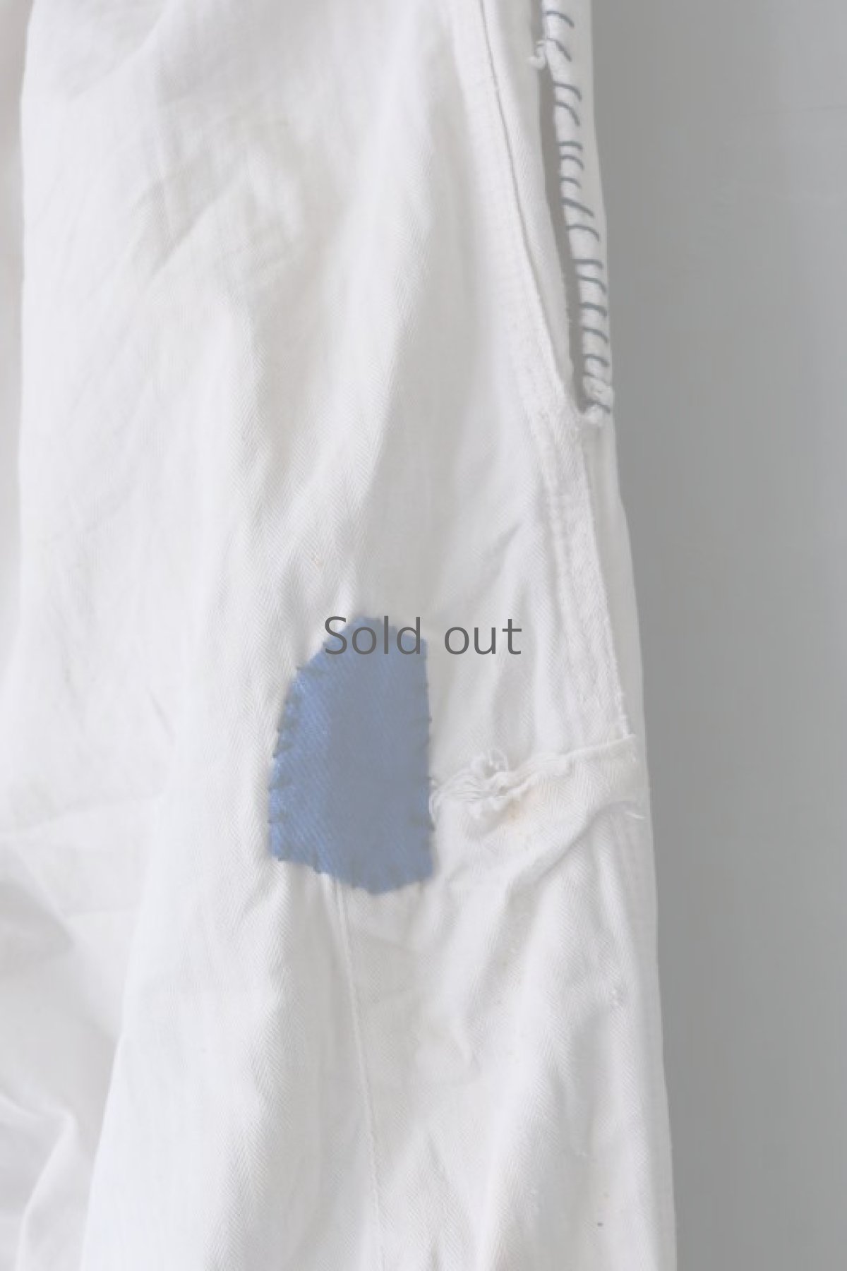 画像11: 【MITSUGU SASAKI】ビンテージ×リメイク　パッチワーク　ホワイトヘリンボーン　ワークパンツ（シンチバック） (11)