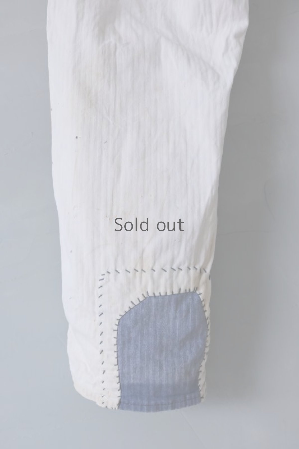 画像12: 【MITSUGU SASAKI】ビンテージ×リメイク　パッチワーク　ホワイトヘリンボーン　ワークパンツ（シンチバック） (12)