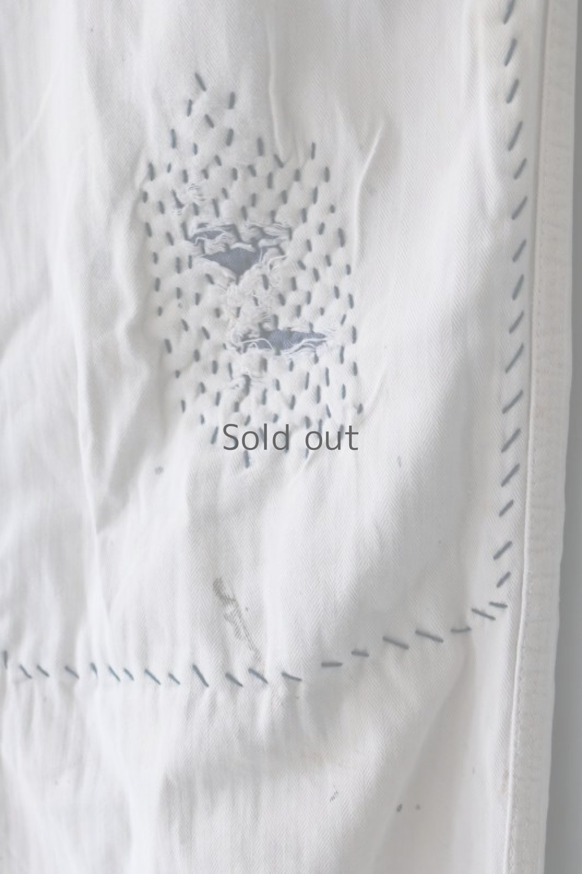 画像6: 【MITSUGU SASAKI】ビンテージ×リメイク　パッチワーク　ホワイトヘリンボーン　ワークパンツ（シンチバック） (6)