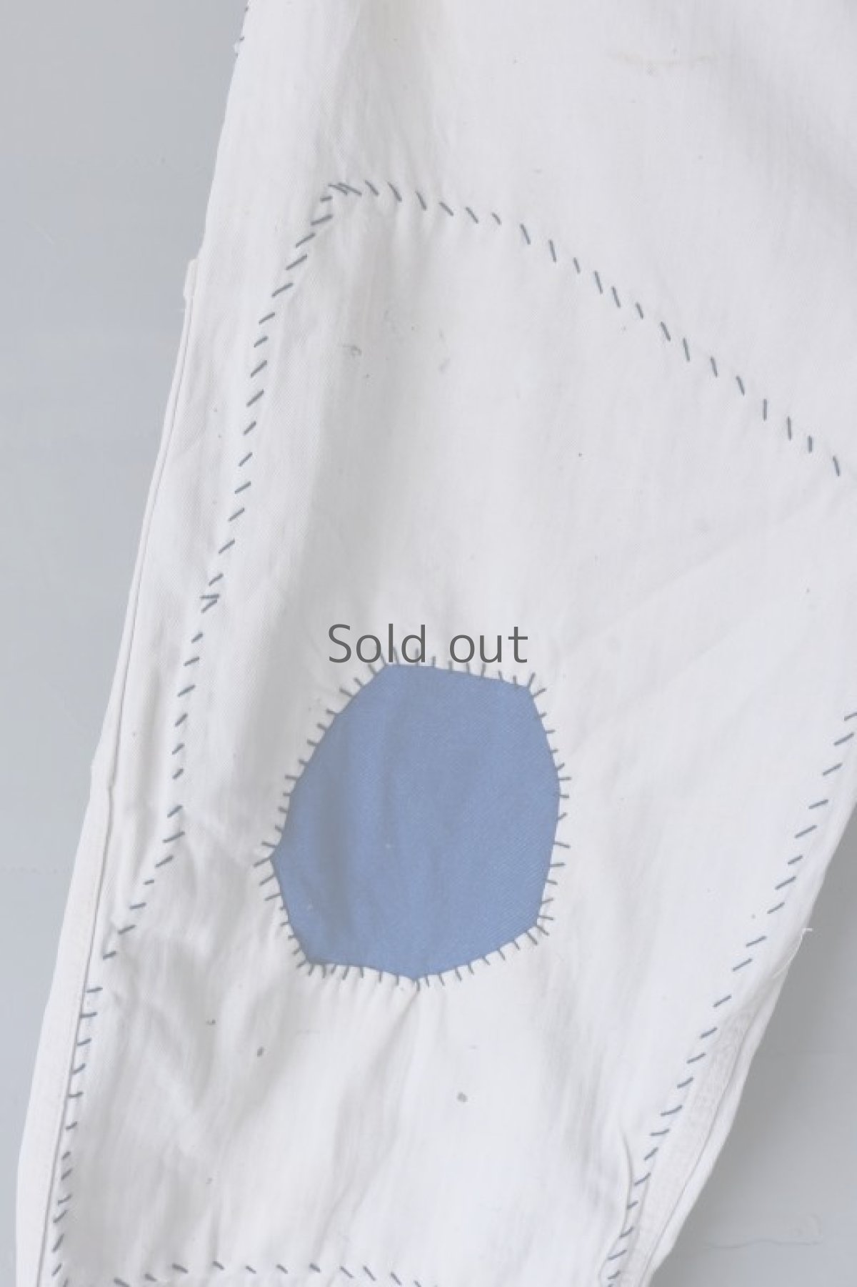 画像3: 【MITSUGU SASAKI】ビンテージ×リメイク　パッチワーク　ホワイトヘリンボーン　ワークパンツ（シンチバック） (3)