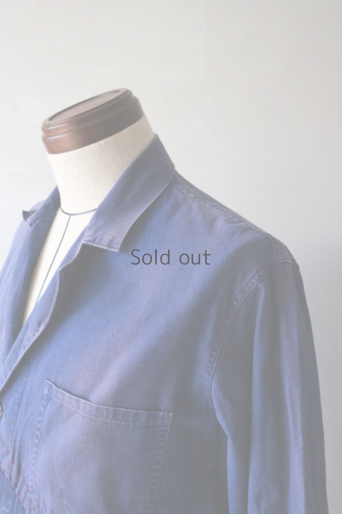 画像4: 【MITSUGU SASAKI】ビンテージリメイク　パッチワークリペア　ブルーワークコート（赤ステッチ） (4)