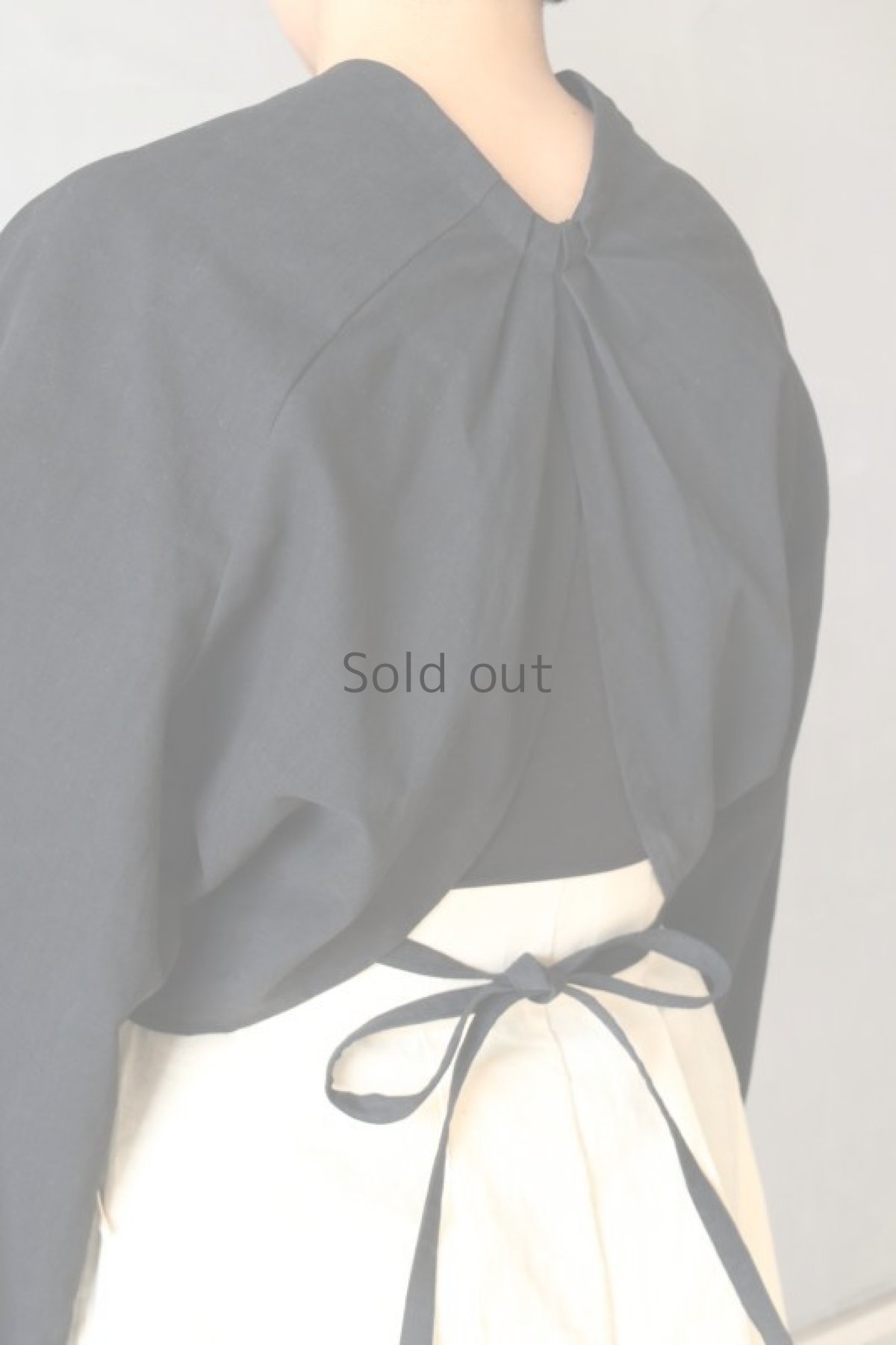 画像9: 【ササキチホ】アンティークリネン×染　巻上衣　（黒） (9)