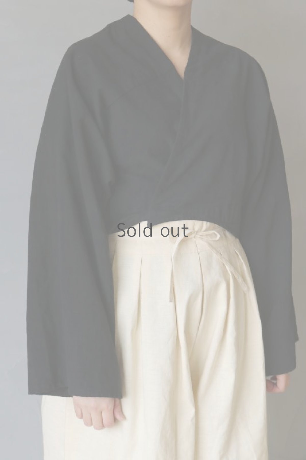 画像5: 【ササキチホ】アンティークリネン×染　巻上衣　（黒） (5)