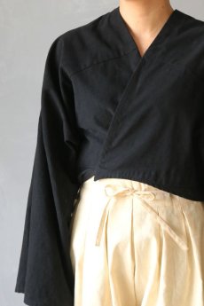 画像4: 【ササキチホ】アンティークリネン×染　巻上衣　（黒） (4)