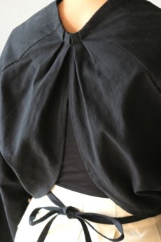 画像8: 【ササキチホ】アンティークリネン×染　巻上衣　（黒） (8)