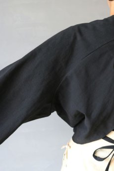 画像10: 【ササキチホ】アンティークリネン×染　巻上衣　（黒） (10)