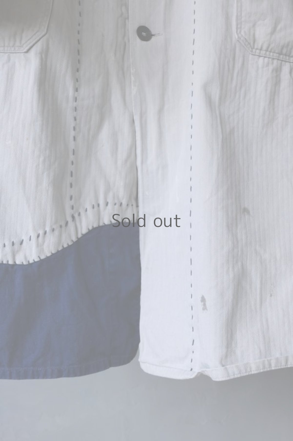 画像8: 【MITSUGU SASAKI】ビンテージリメイク　パッチワークリペア　ホワイトワークコート（ブルーパッチ） (8)