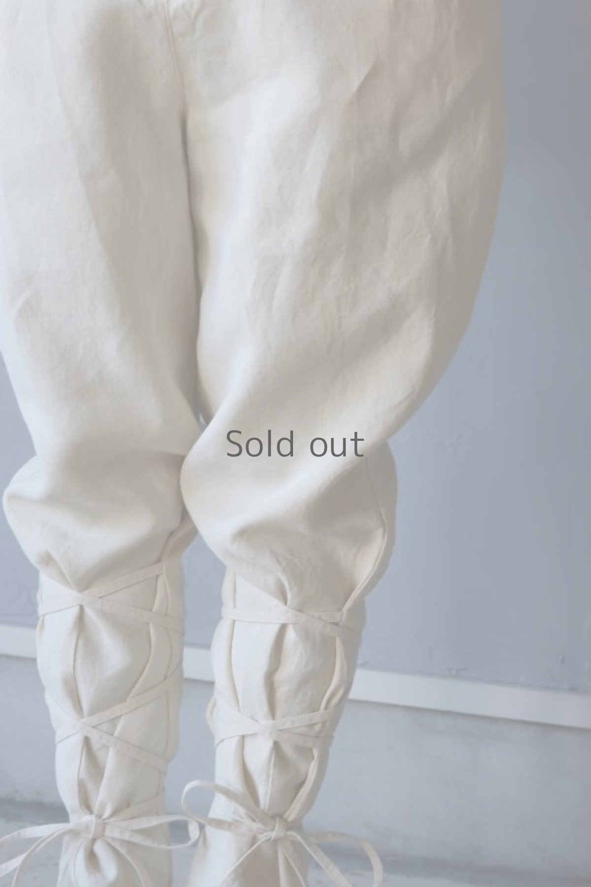 画像6: 【ササキチホ】アンティークリネン　レースアップ　ジョッパーズパンツ（生成り/刺繍あり） (6)