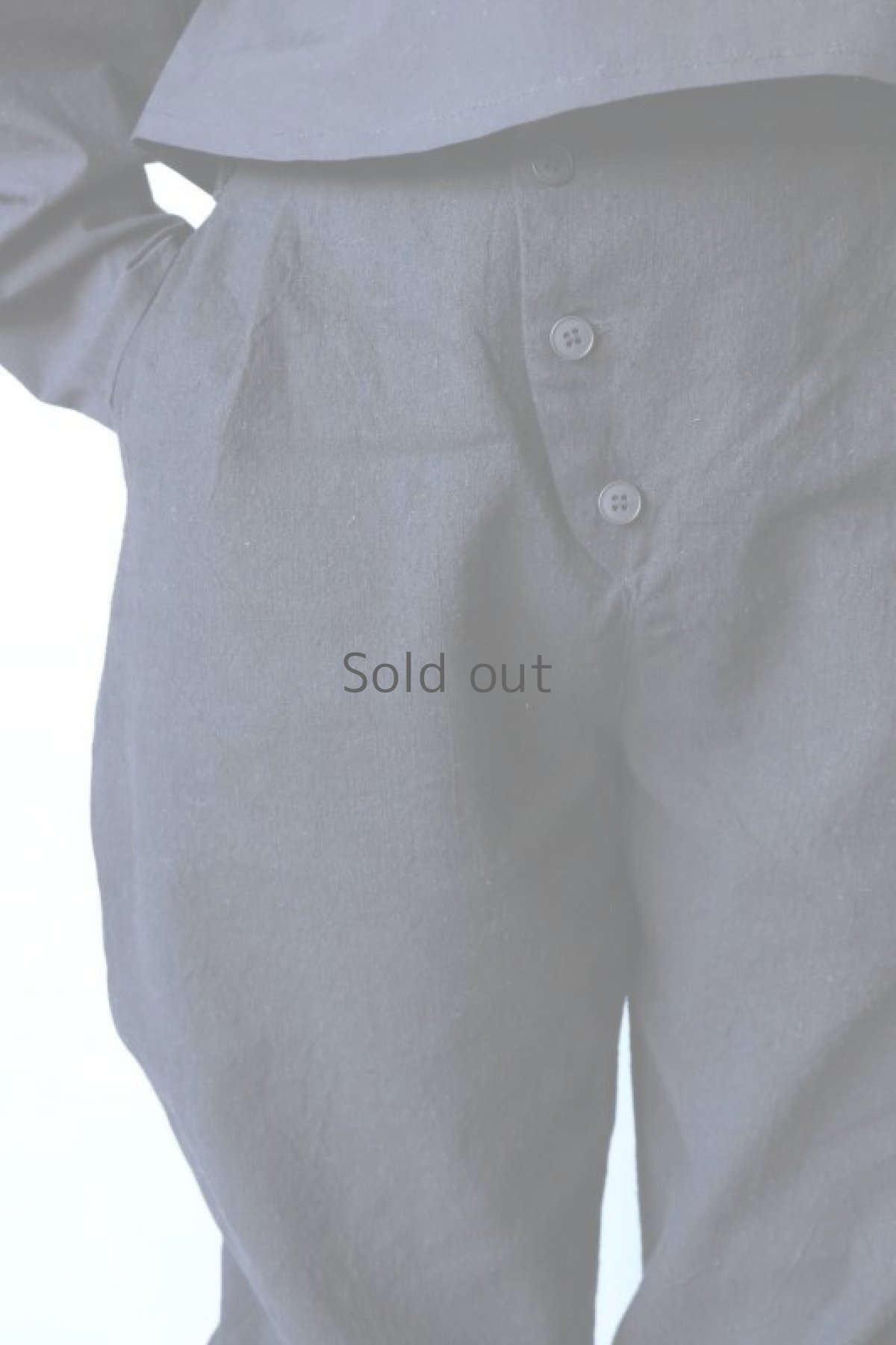 画像4: 【ササキチホ】アンティークリネン×染　レースアップ　ジョッパーズパンツ（黒） (4)