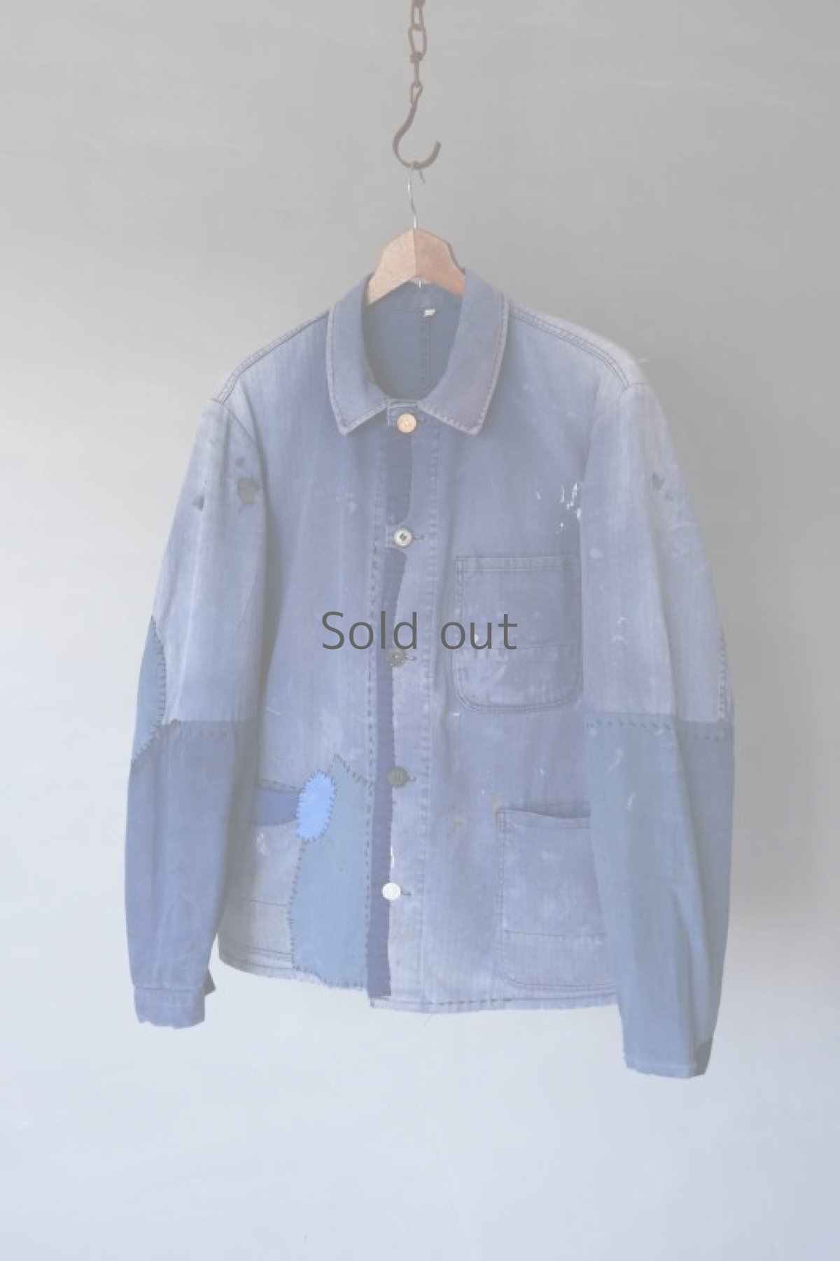 画像16: 【MITSUGU SASAKI】ビンテージリメイク　パッチワーク ワークジャケット(汚れ多め） (16)