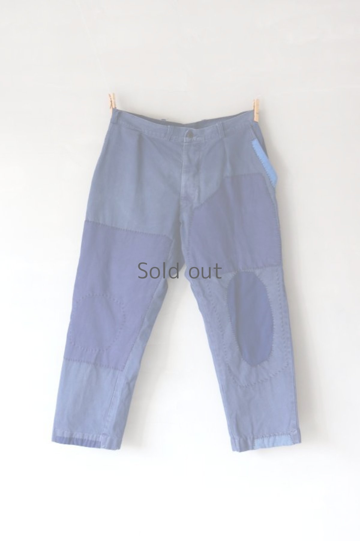 画像2: 【MITSUGU SASAKI】ビンテージ×リメイク　パッチワーク ブルーワークパンツ (2)