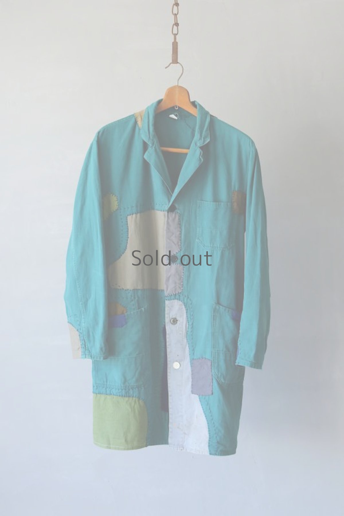 画像2: 【MITSUGU SASAKI】ビンテージリメイク　パッチワーク　グリーンワークコート (2)