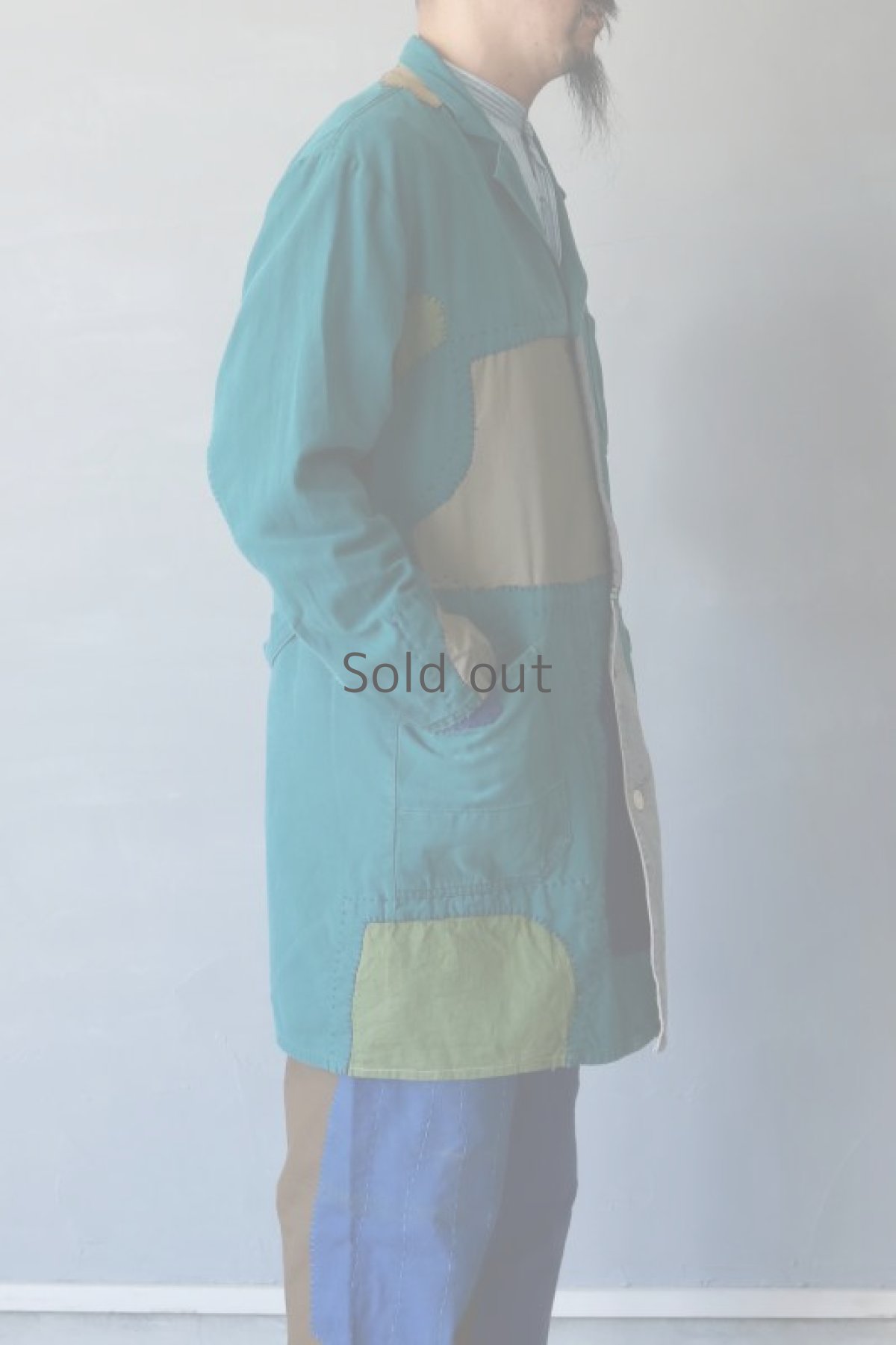 画像15: 【MITSUGU SASAKI】ビンテージリメイク　パッチワーク　グリーンワークコート (15)