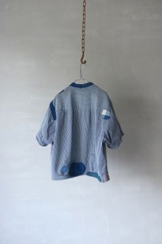 画像15: 【MITSUGU SASAKI】ビンテージリメイク　パッチワーク　ファーマーズワークシャツ（藍色とチェック） (15)