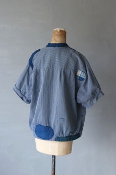 画像9: 【MITSUGU SASAKI】ビンテージリメイク　パッチワーク　ファーマーズワークシャツ（藍色とチェック） (9)