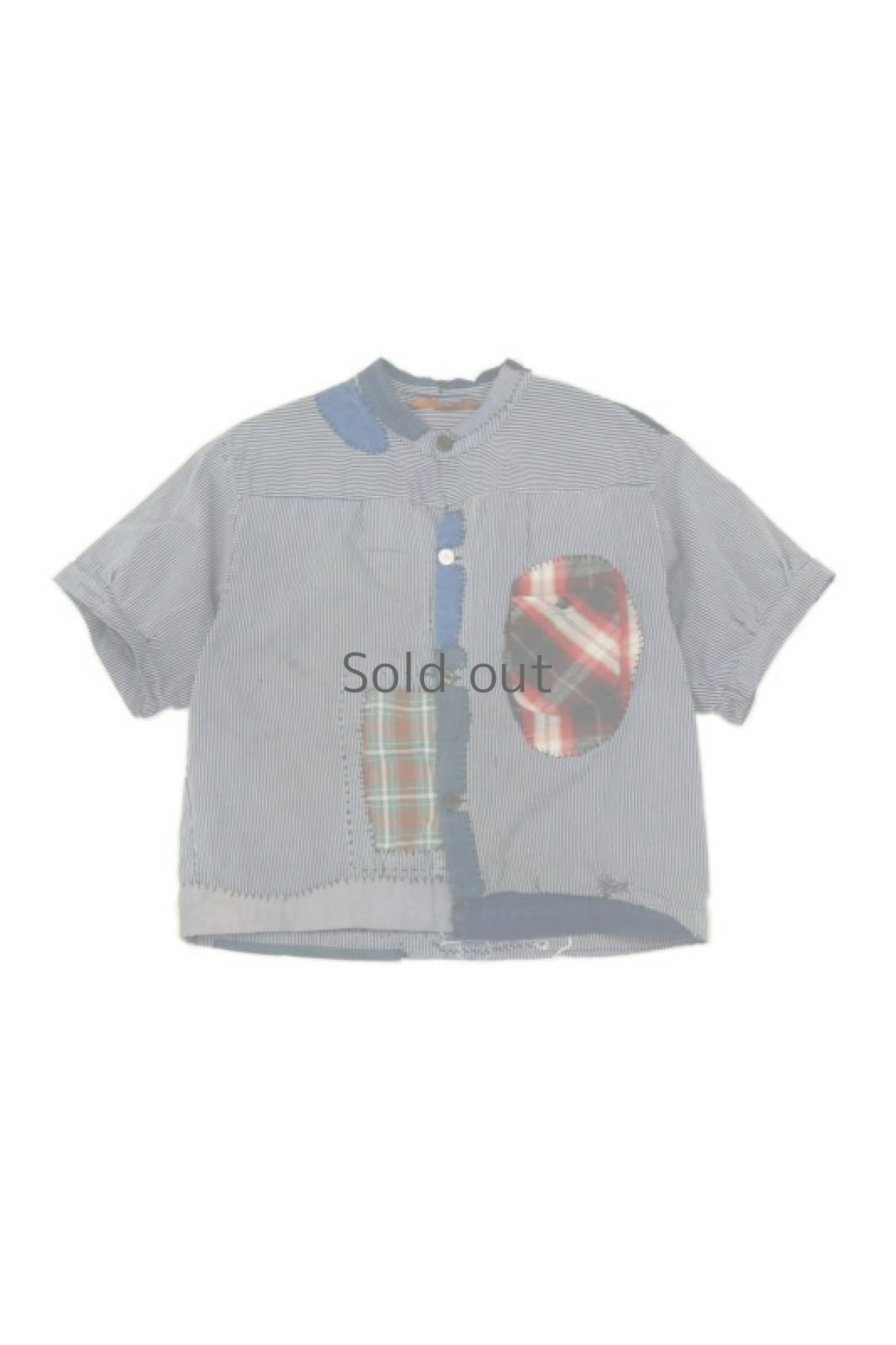 画像1: 【MITSUGU SASAKI】ビンテージリメイク　パッチワーク　ファーマーズワークシャツ（藍色とチェック） (1)