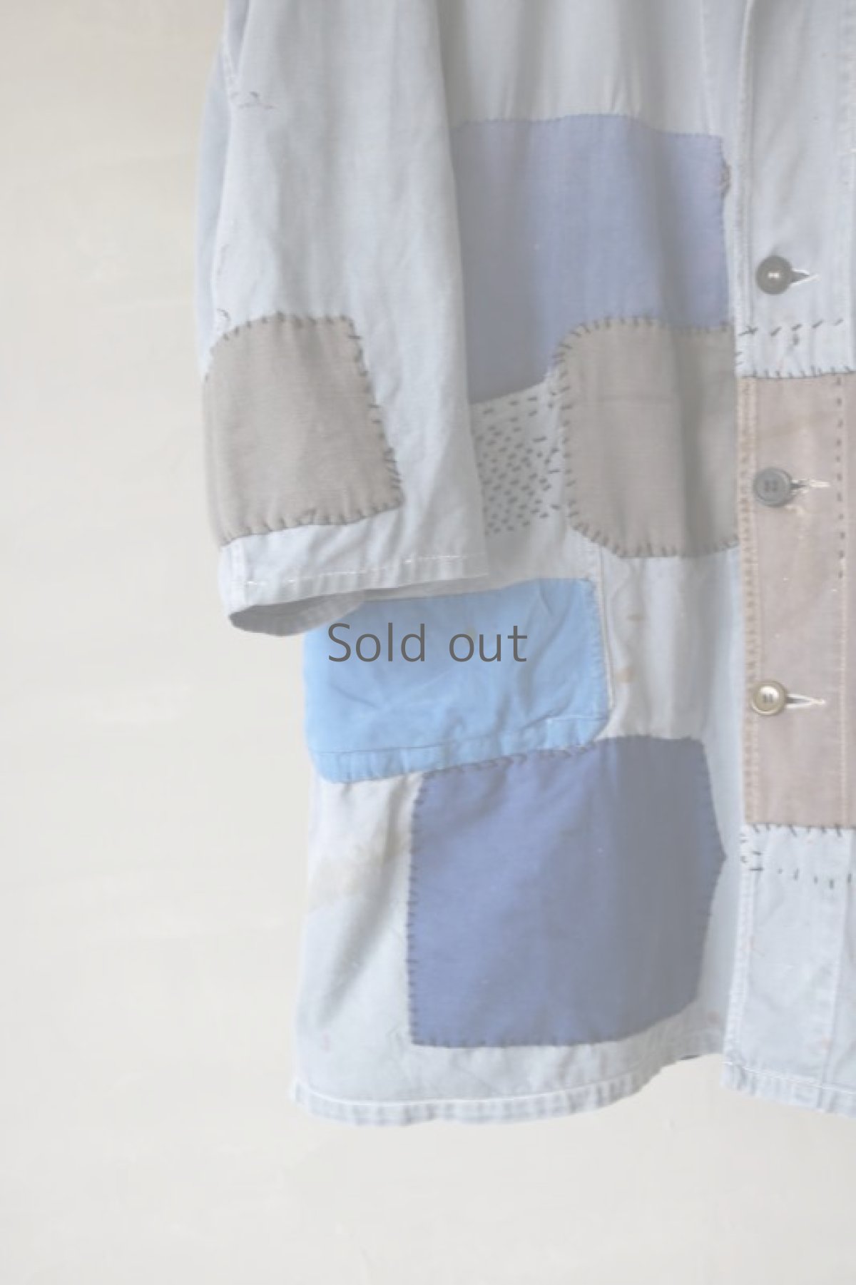 画像4: 【MITSUGU SASAKI】ビンテージリメイク　パッチワーク　グレーワークコート（SIZE50） (4)