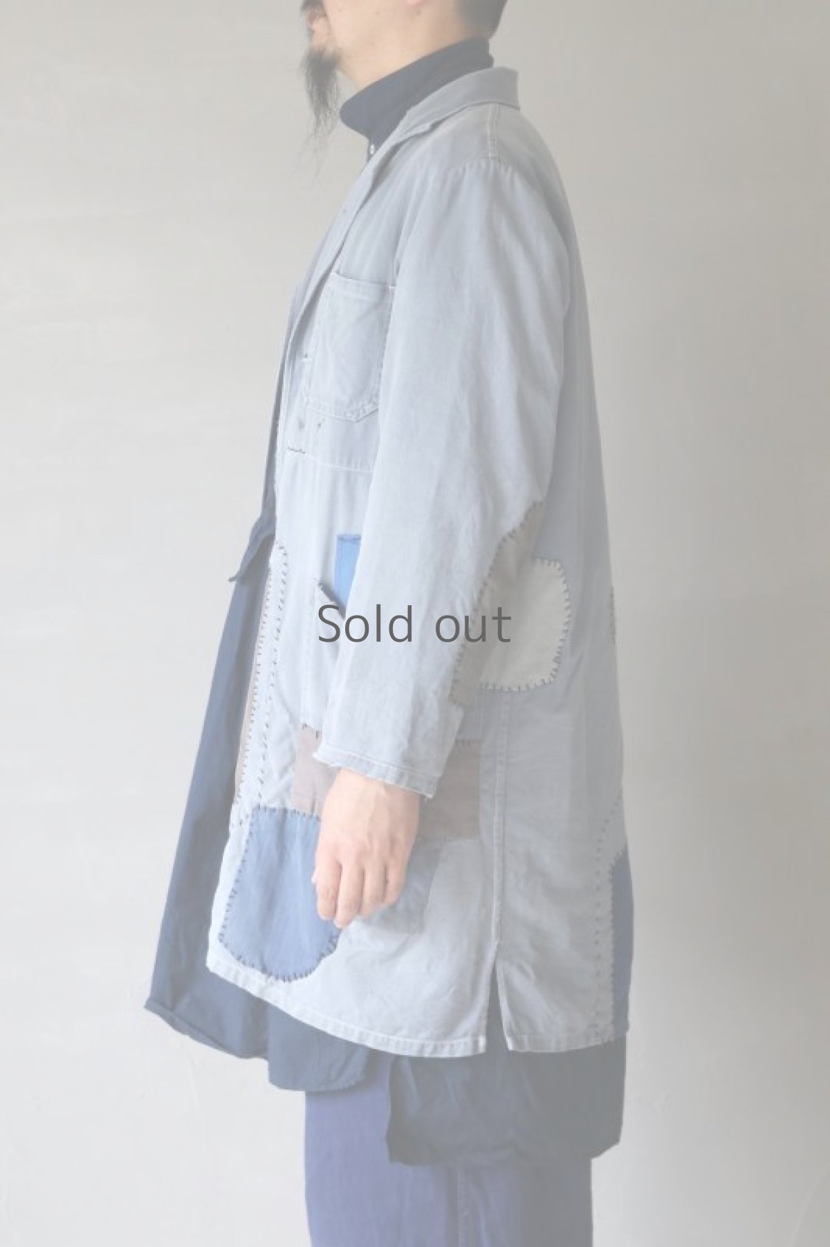 画像13: 【MITSUGU SASAKI】ビンテージリメイク　パッチワーク　グレーワークコート（SIZE50） (13)
