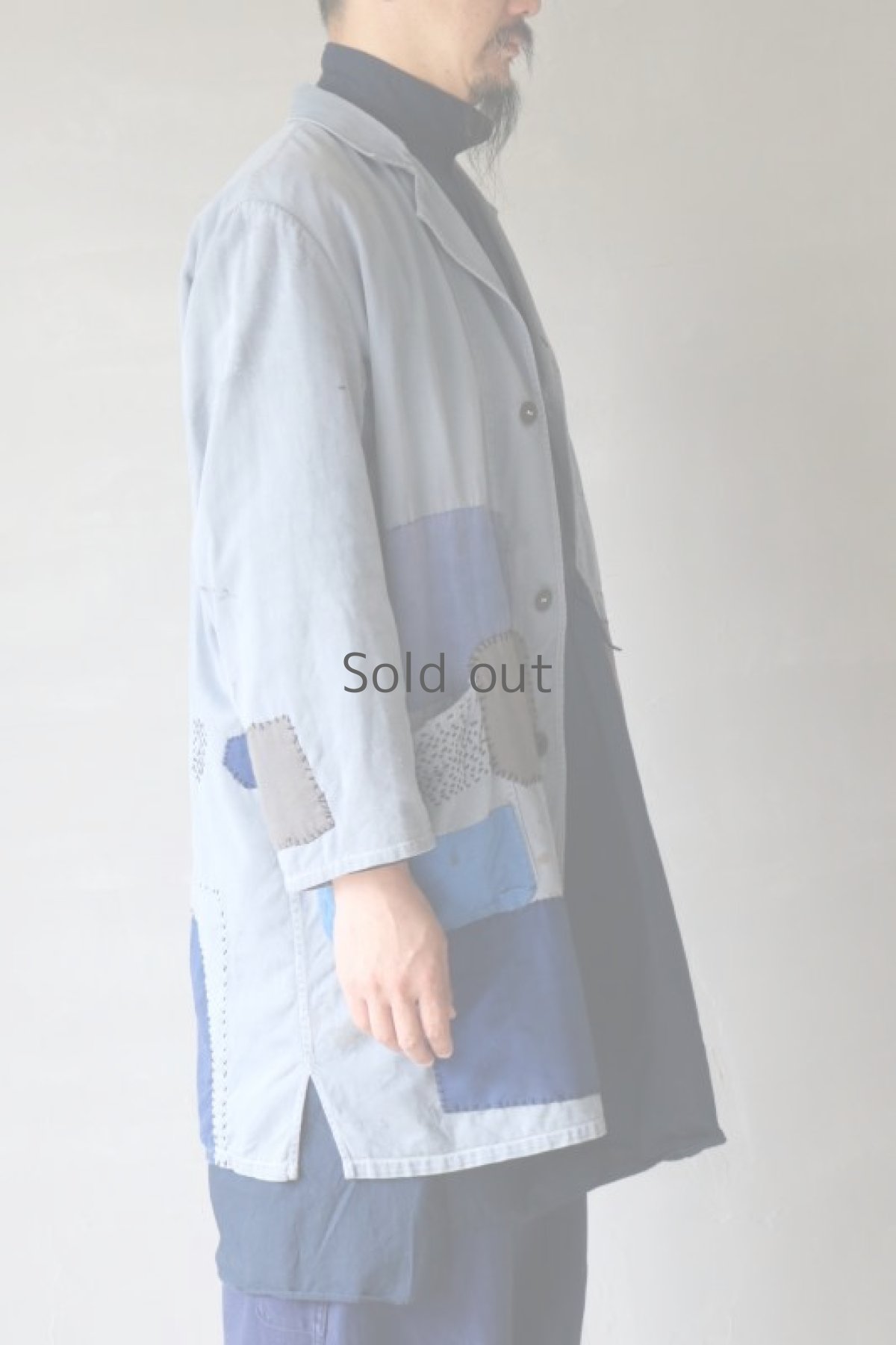 画像15: 【MITSUGU SASAKI】ビンテージリメイク　パッチワーク　グレーワークコート（SIZE50） (15)