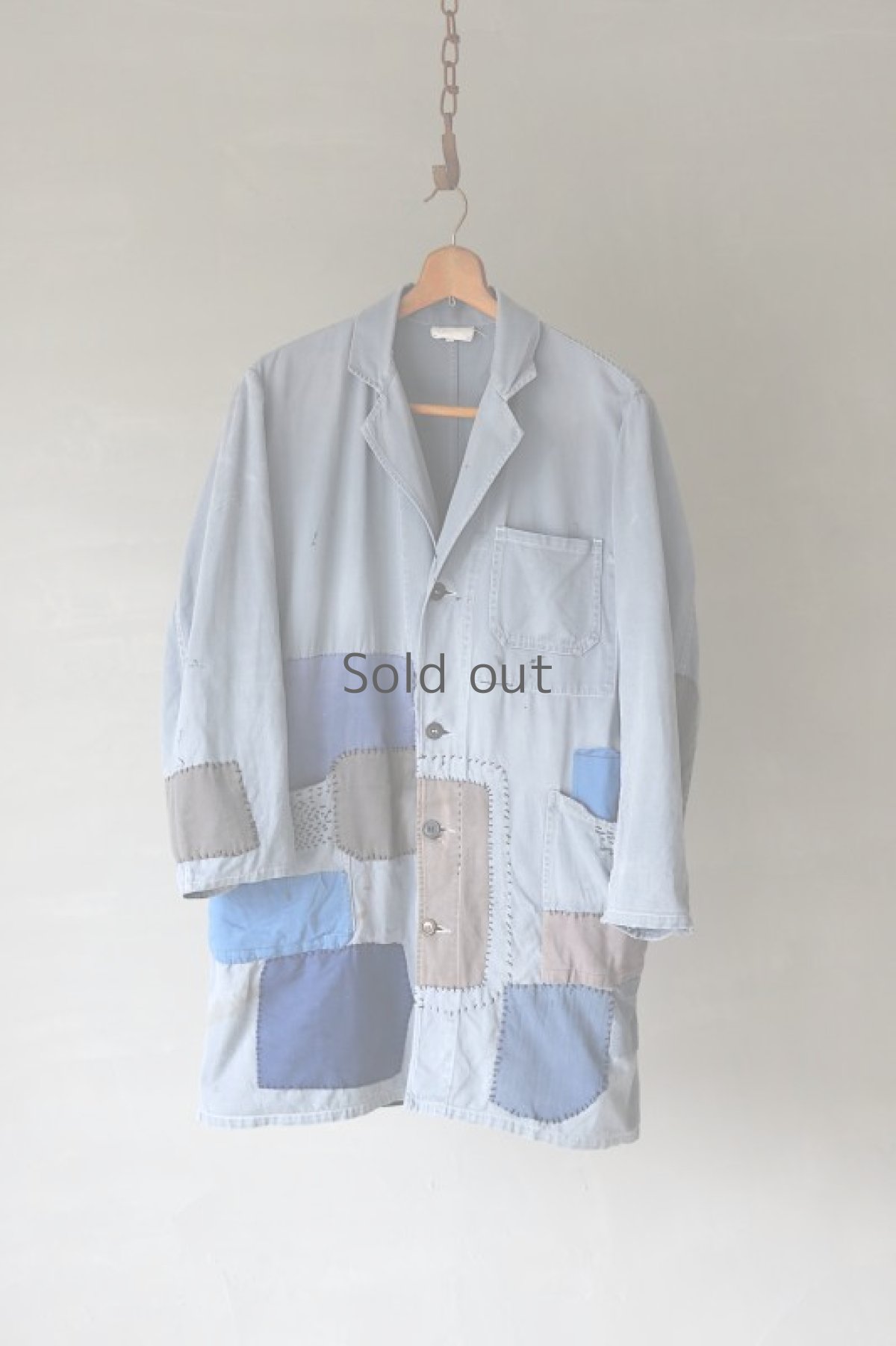 画像2: 【MITSUGU SASAKI】ビンテージリメイク　パッチワーク　グレーワークコート（SIZE50） (2)