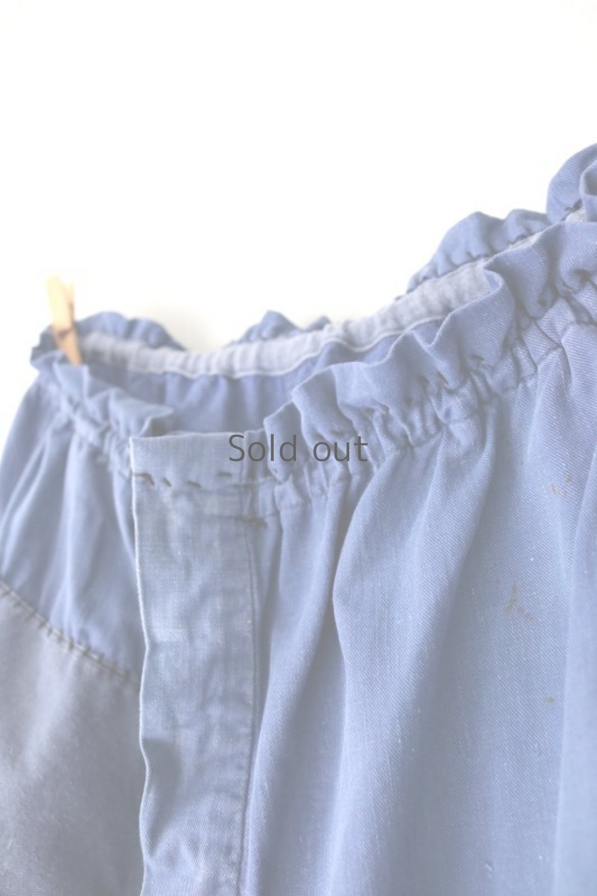 画像4: 【MITSUGU SASAKI】ビンテージ×リメイク パッチワーク ブルーワークイージーパンツ（ツナギ/ウエスト紐） (4)