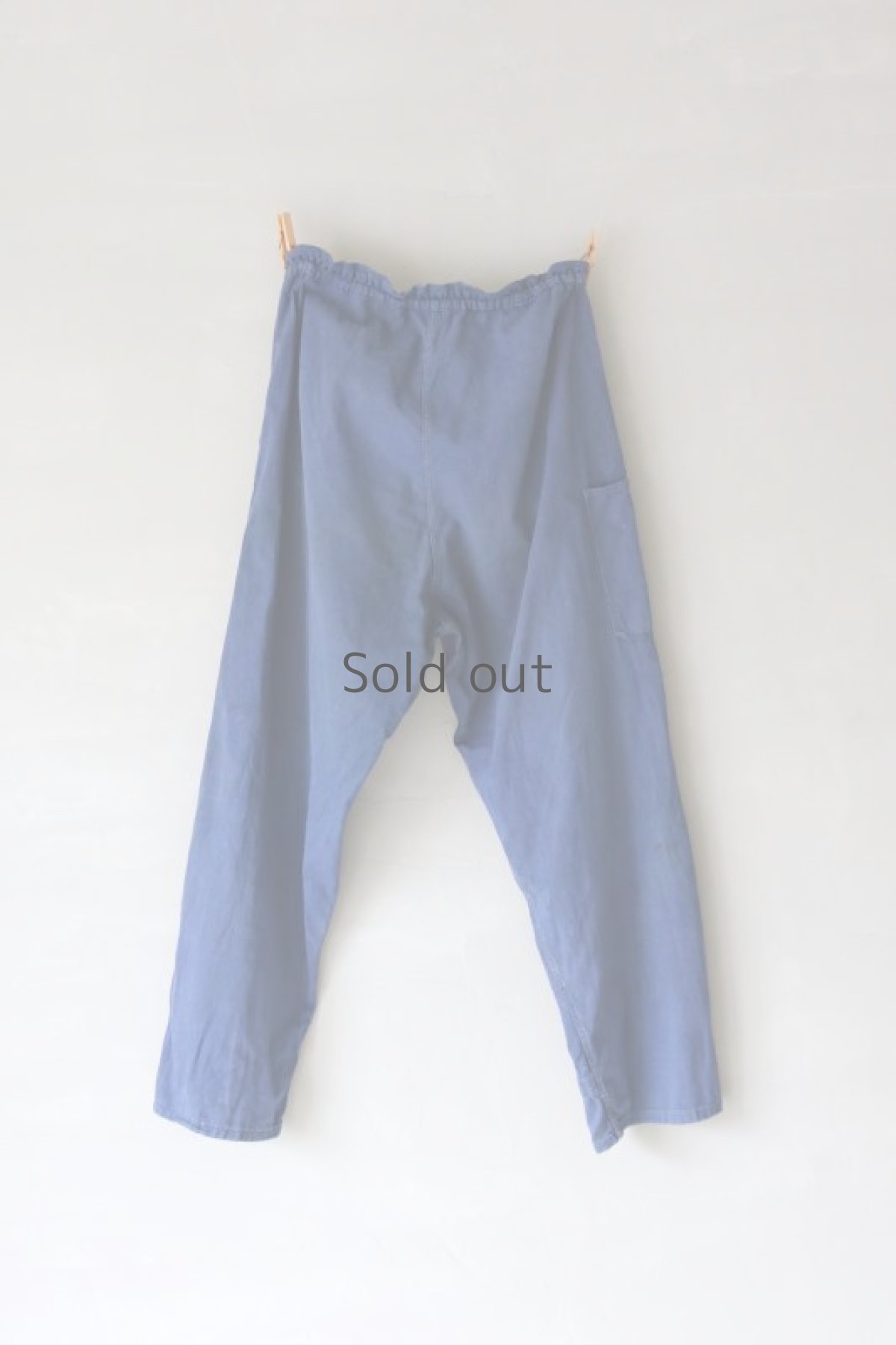 画像9: 【MITSUGU SASAKI】ビンテージ×リメイク パッチワーク ブルーワークイージーパンツ（ツナギ/ウエスト紐） (9)