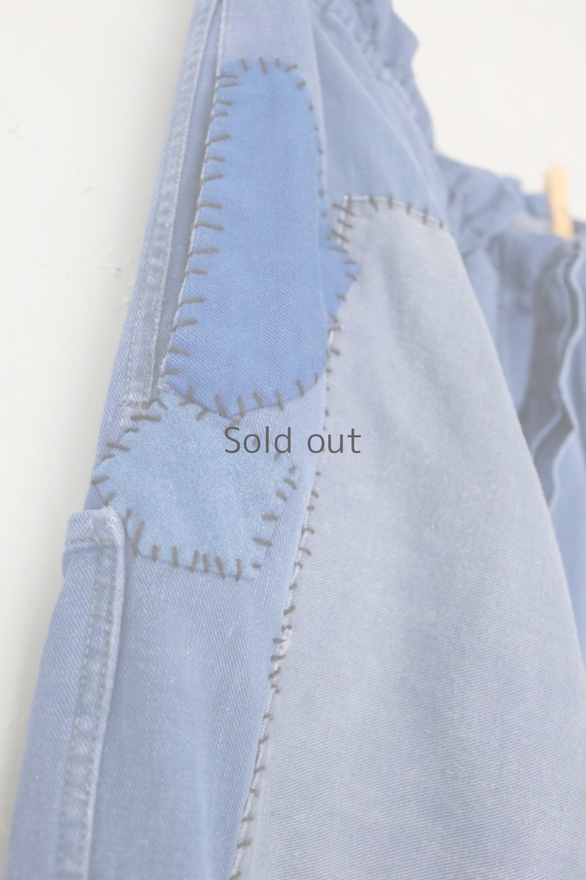 画像7: 【MITSUGU SASAKI】ビンテージ×リメイク パッチワーク ブルーワークイージーパンツ（ツナギ/ウエスト紐） (7)