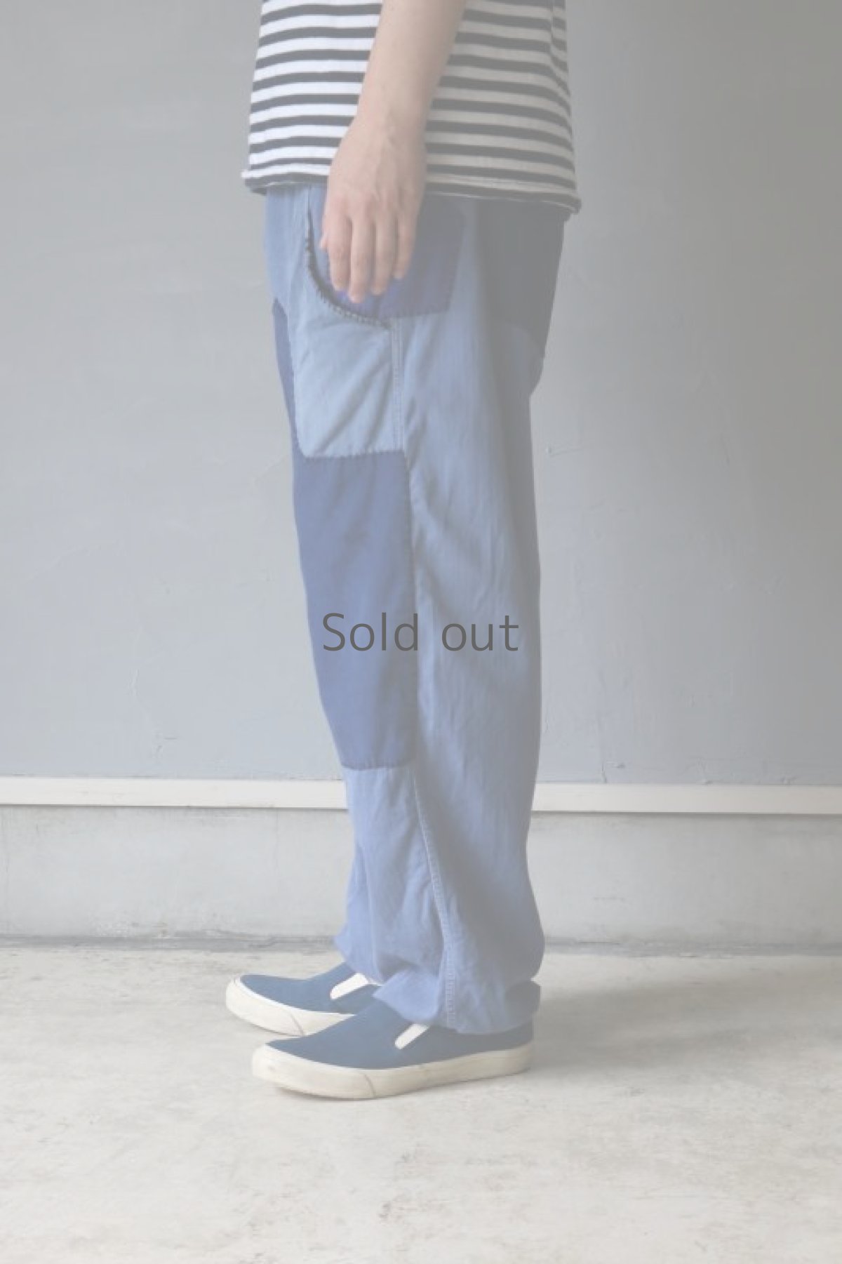 画像14: 【MITSUGU SASAKI】ビンテージ×リメイク パッチワーク ワークイージーパンツ（ツナギ/ウエスト赤紐） (14)