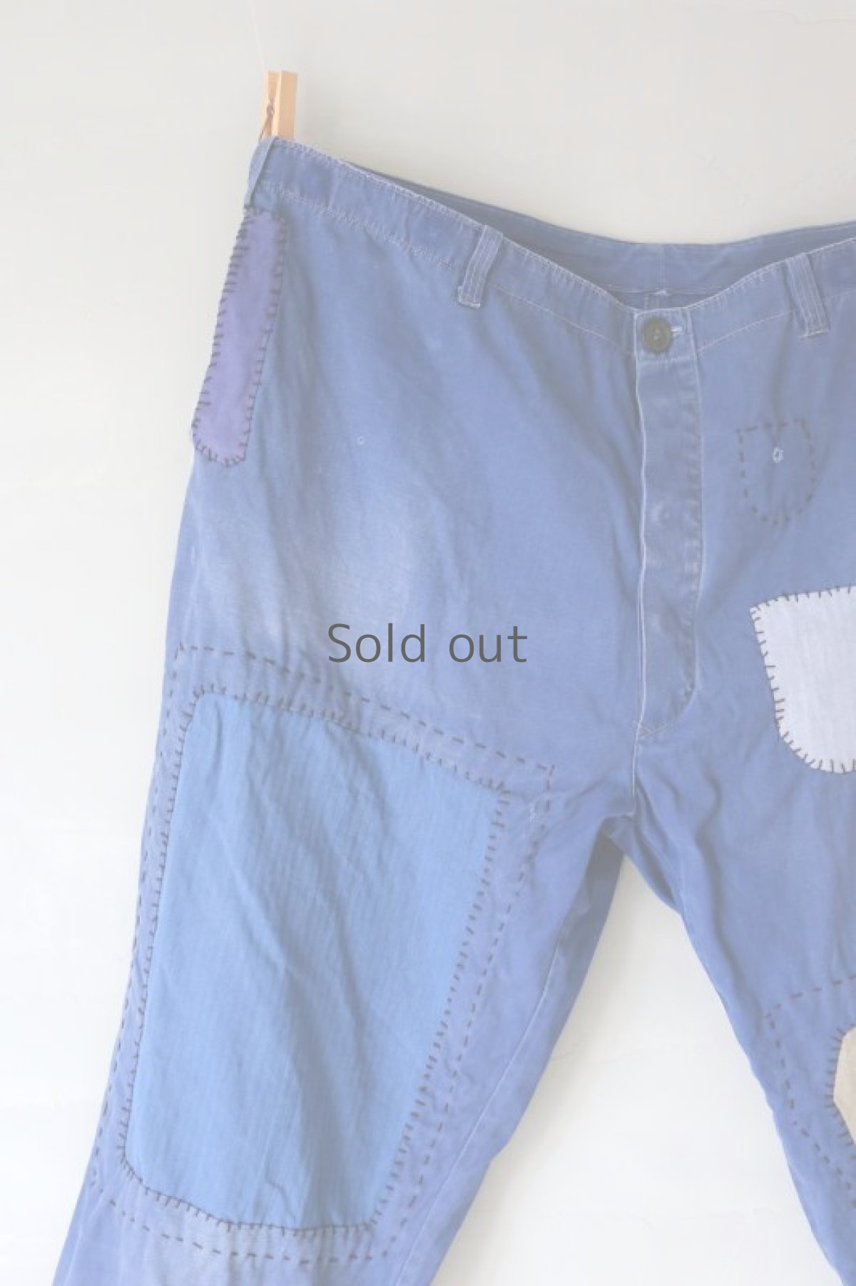 画像3: 【MITSUGU SASAKI】ビンテージ×リメイク　パッチワーク ブルーワークパンツ(中国製造) (3)