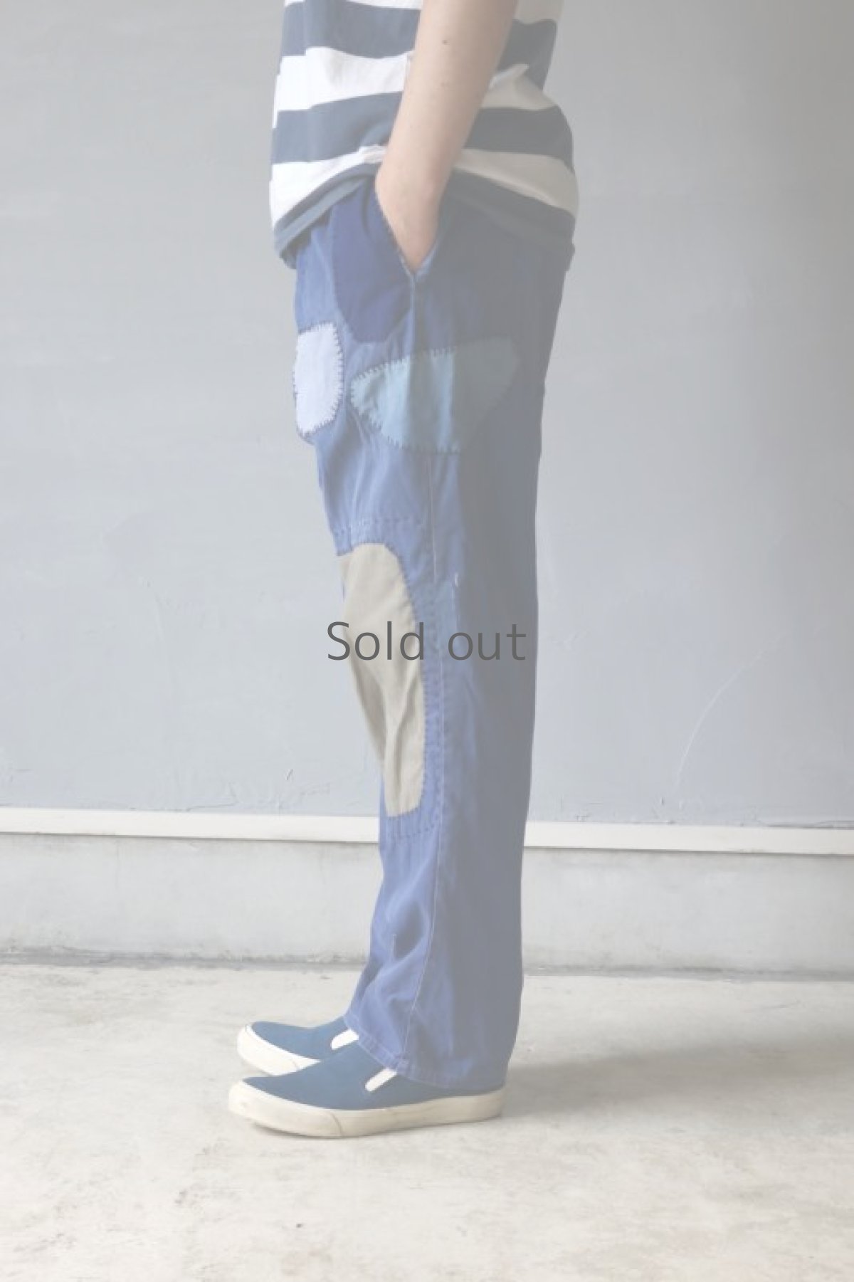 画像14: 【MITSUGU SASAKI】ビンテージ×リメイク　パッチワーク ブルーワークパンツ(中国製造) (14)