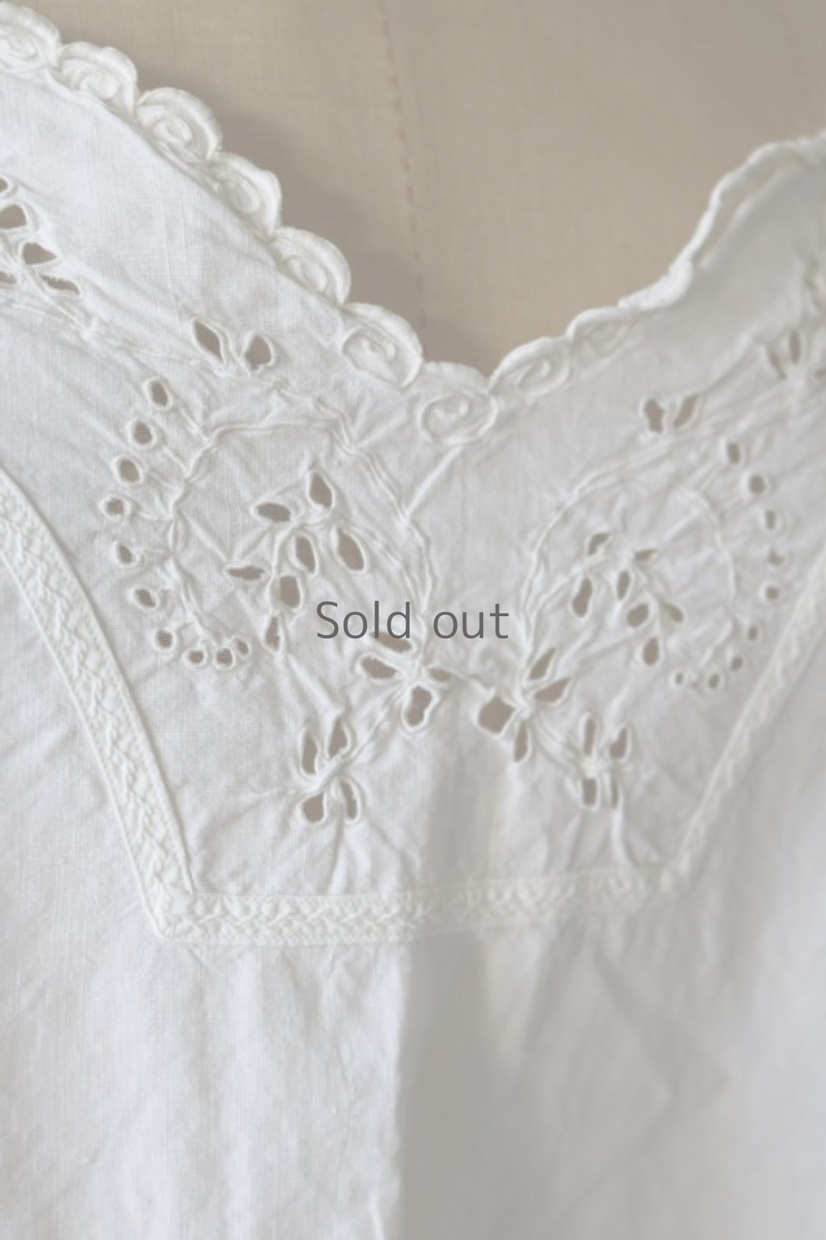 画像4: 【フランス】アンティークリネン　ノースリーブ　ナイトドレス（イニシャルJD） (4)