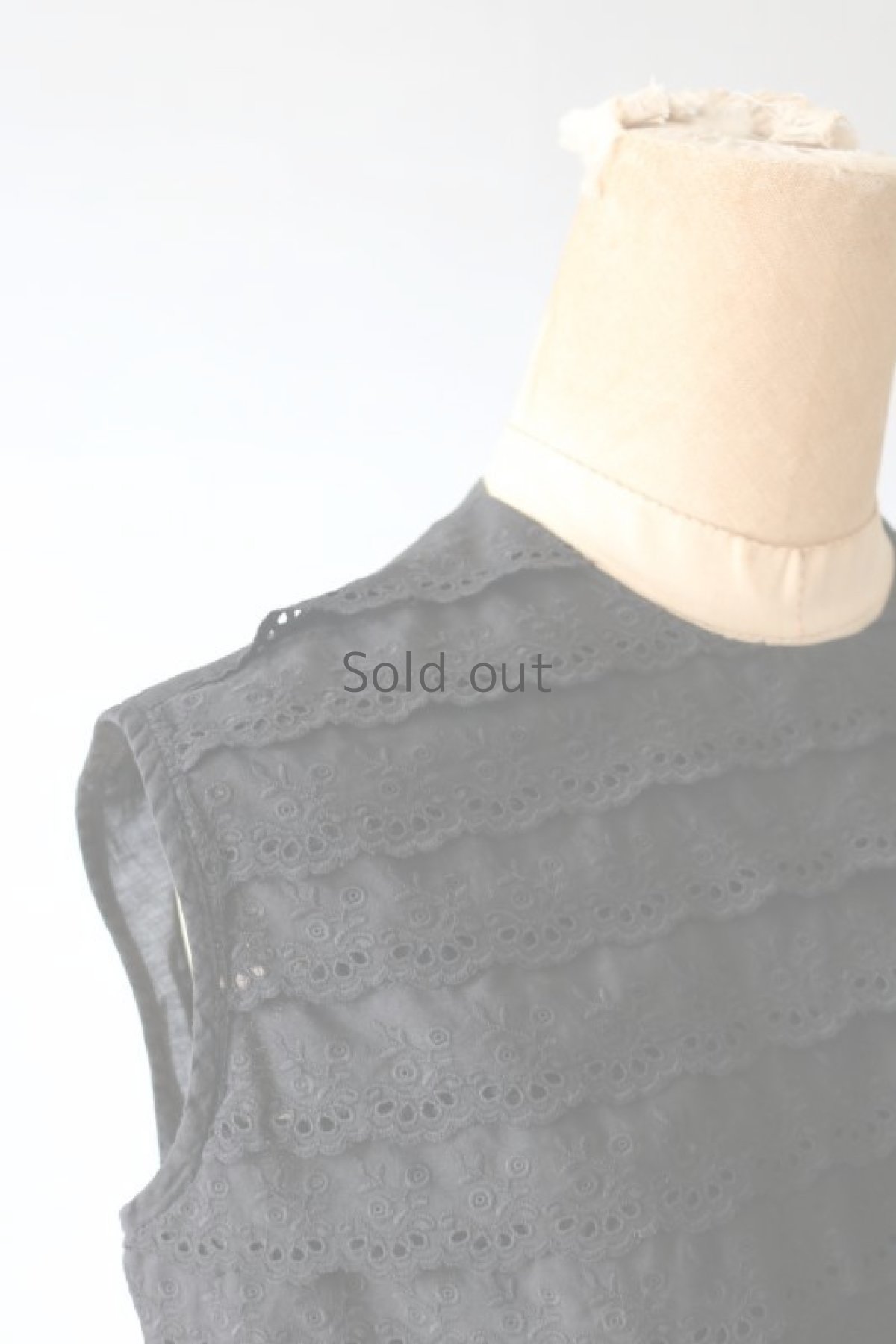 画像2: 【フランス】ノースリーブ　クラシックブラウス(後染め/黒) (2)