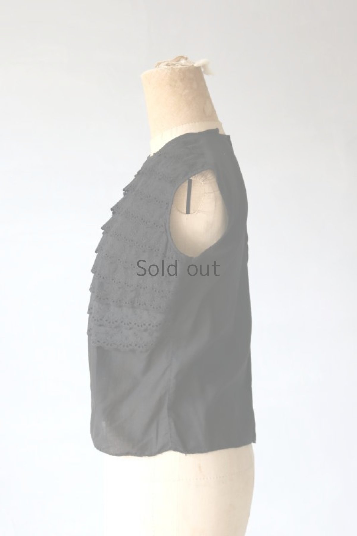 画像4: 【フランス】ノースリーブ　クラシックブラウス(後染め/黒) (4)