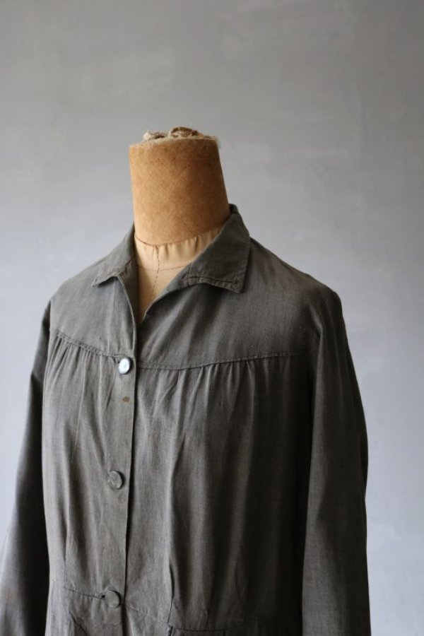 1930s〜40s ブラック コットン ワーク ドレス コート肩幅約42cm