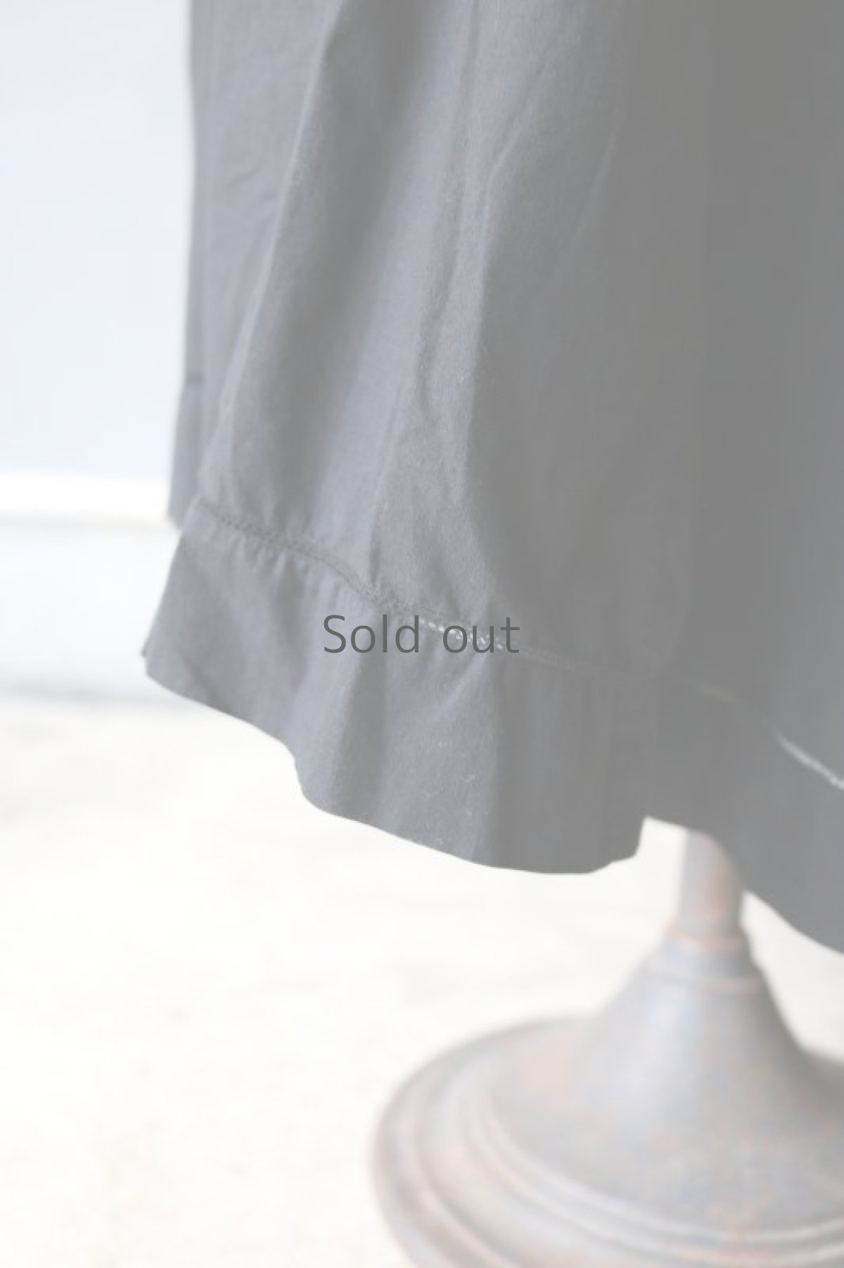 画像5: 【フランス】アンティークコットン×染め　ハーフスリーブ　ロングドレス（黒色/レース） (5)