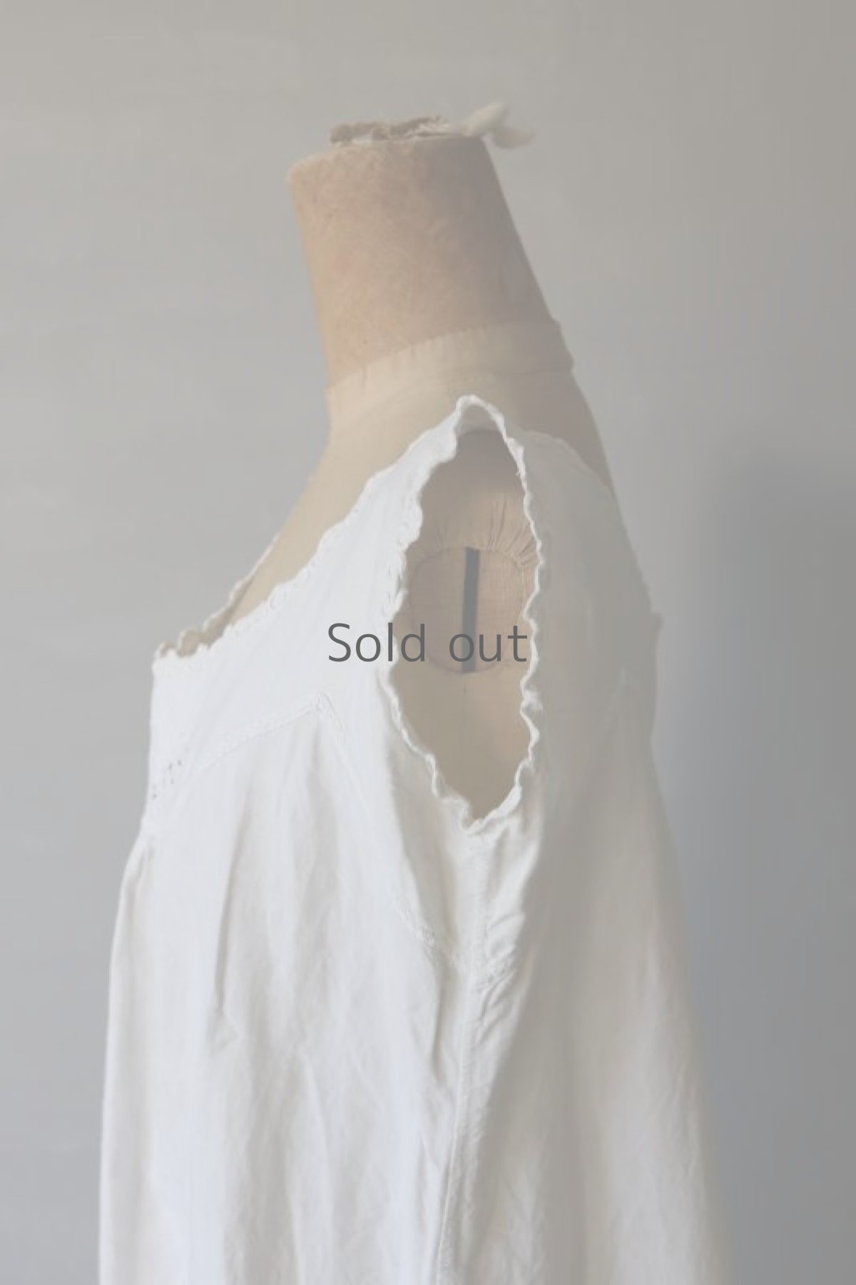 画像6: 【フランス】アンティークリネン　ノースリーブ　ナイトドレス（イニシャルCB） (6)