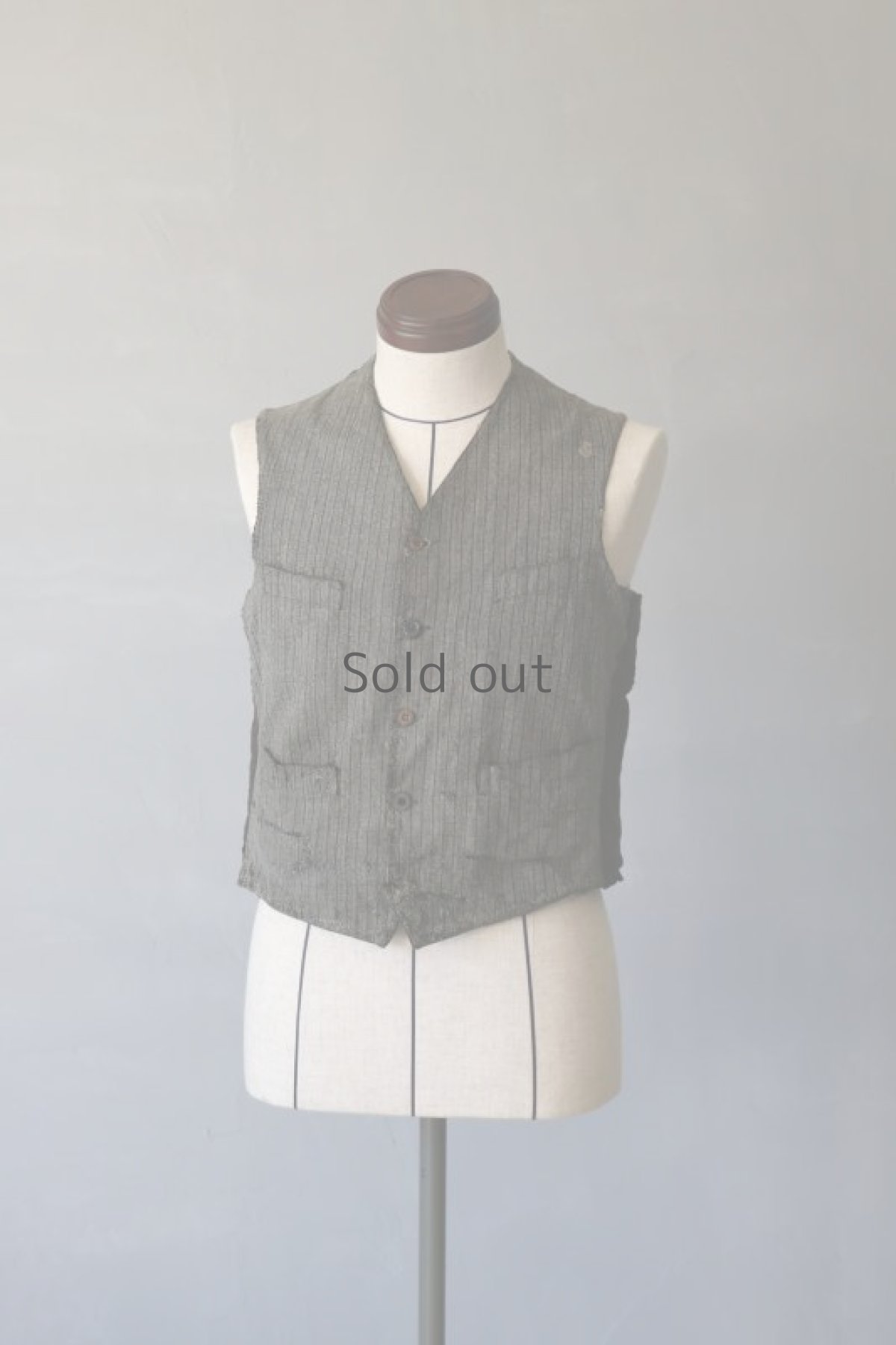 画像2: 【フランス】1940年代　パッチワーク　ハンドリペア　ワークベスト (2)