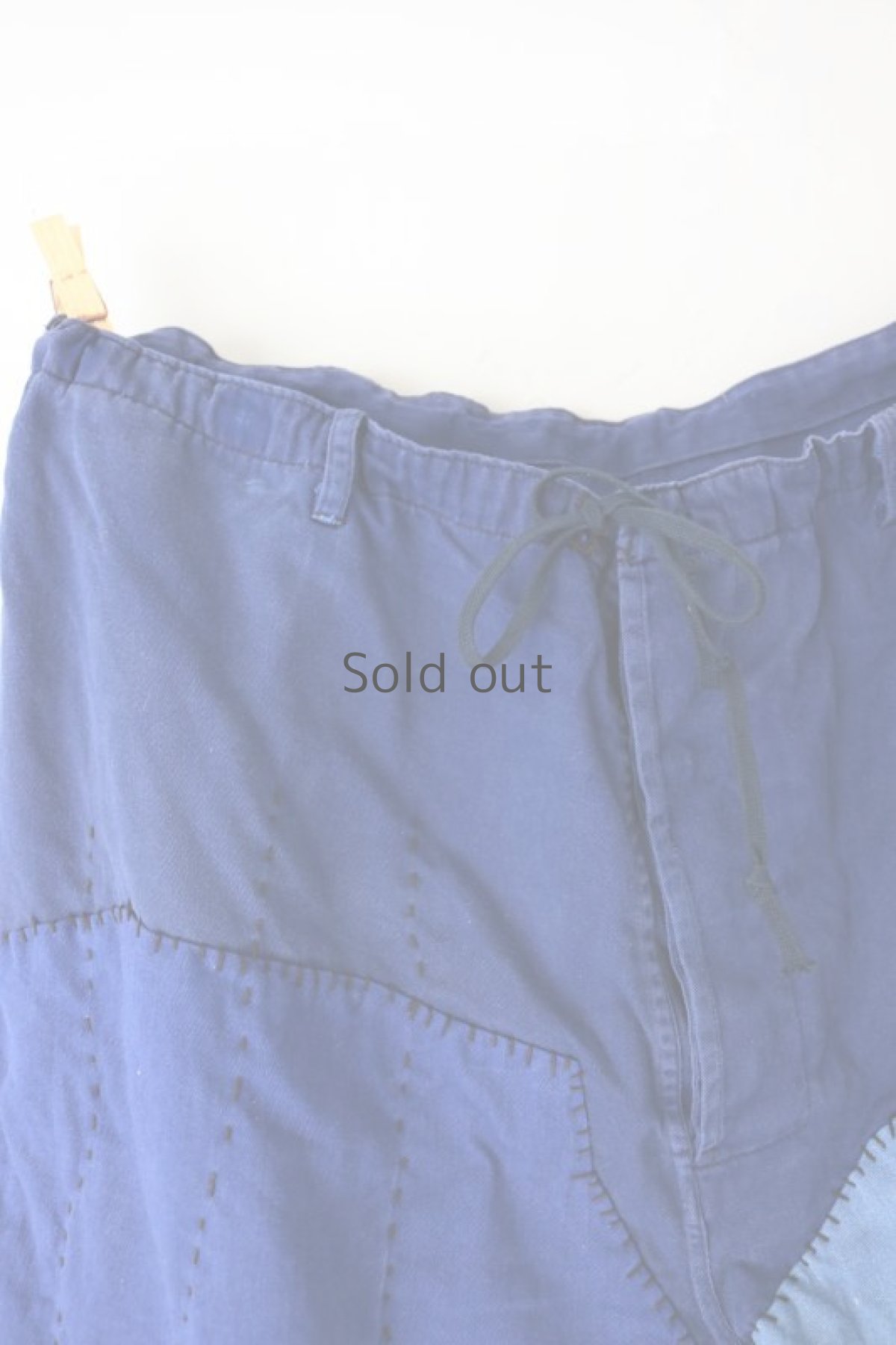 画像3: 【MITSUGU SASAKI】ビンテージ×リメイク　パッチワーク ブルーワークパンツ(ウエスト紐/中国製造) (3)