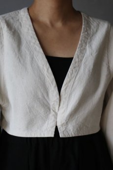 画像4: 【ササキチホ】アンティークリネン　短羽織　筒袖（白/紐付き） (4)