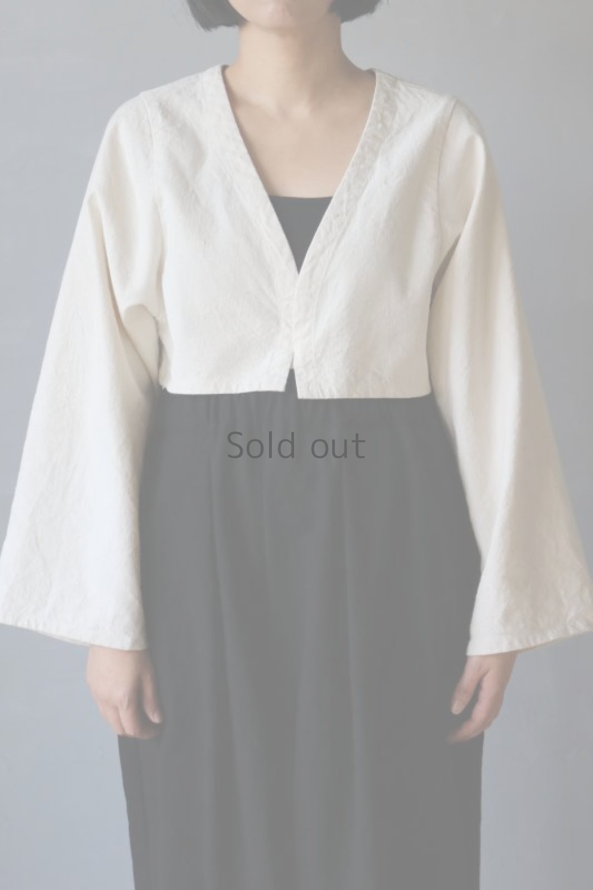 画像3: 【ササキチホ】アンティークリネン　短羽織　筒袖（白/紐付き） (3)