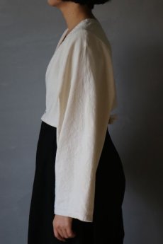 画像8: 【ササキチホ】アンティークリネン　短羽織　筒袖（白/紐付き） (8)