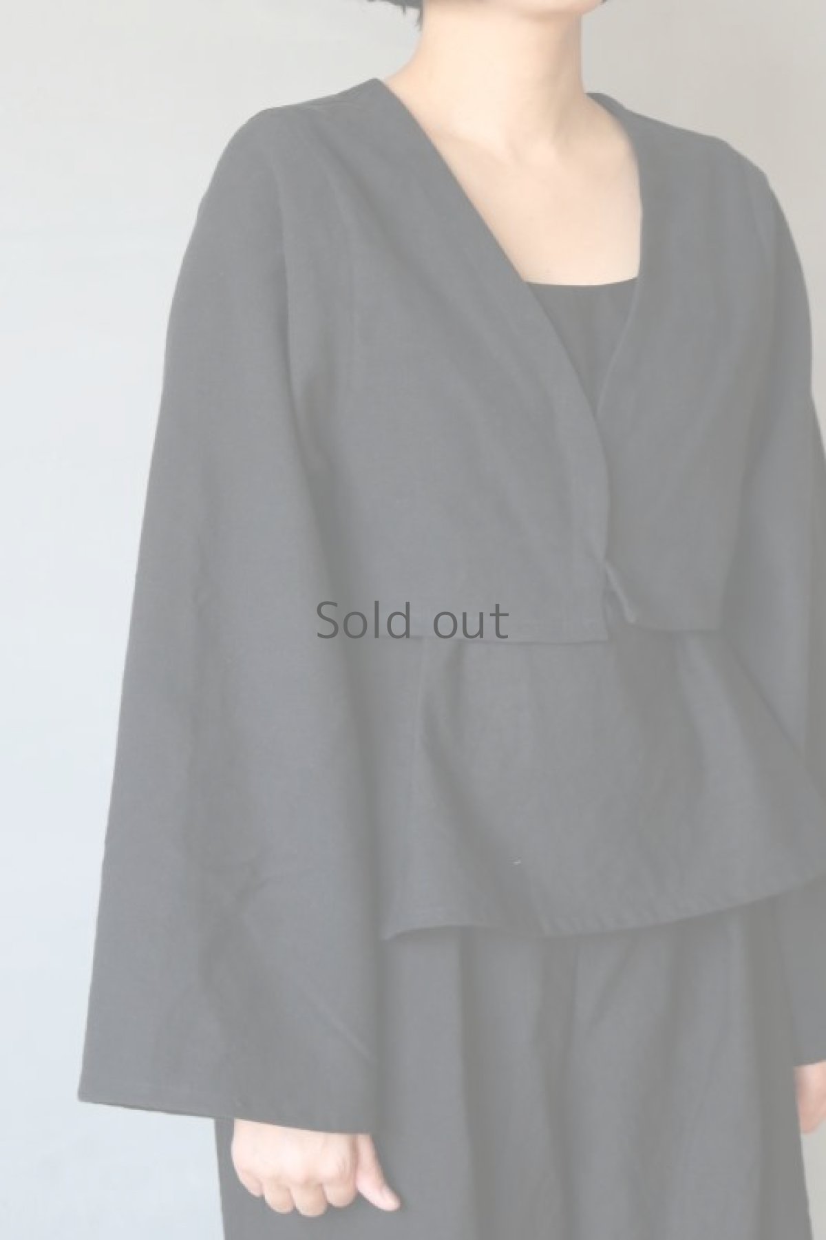 画像6: 【ササキチホ】アンティークリネン×染　短羽織　筒袖（黒/紐付き） (6)