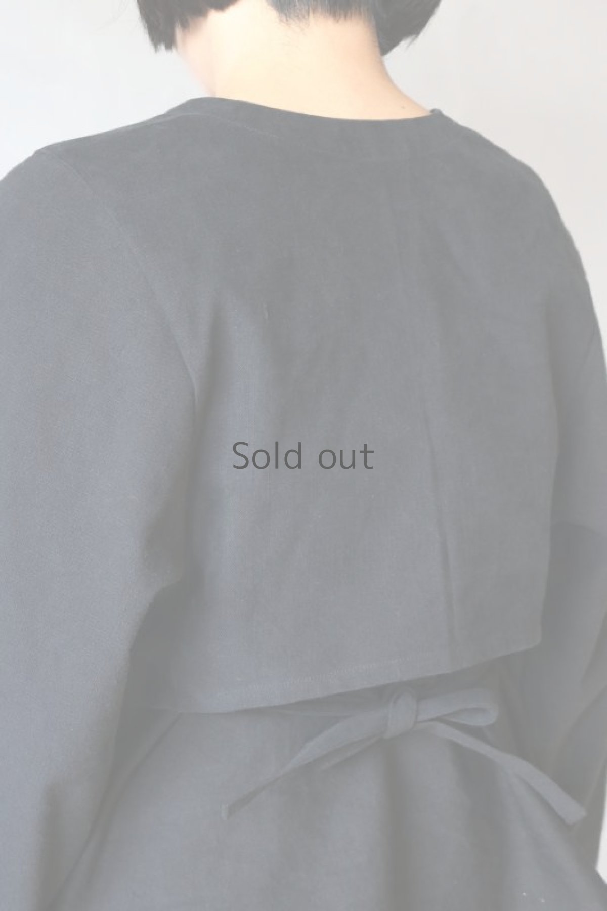 画像12: 【ササキチホ】アンティークリネン×染　短羽織　筒袖（黒/紐付き） (12)