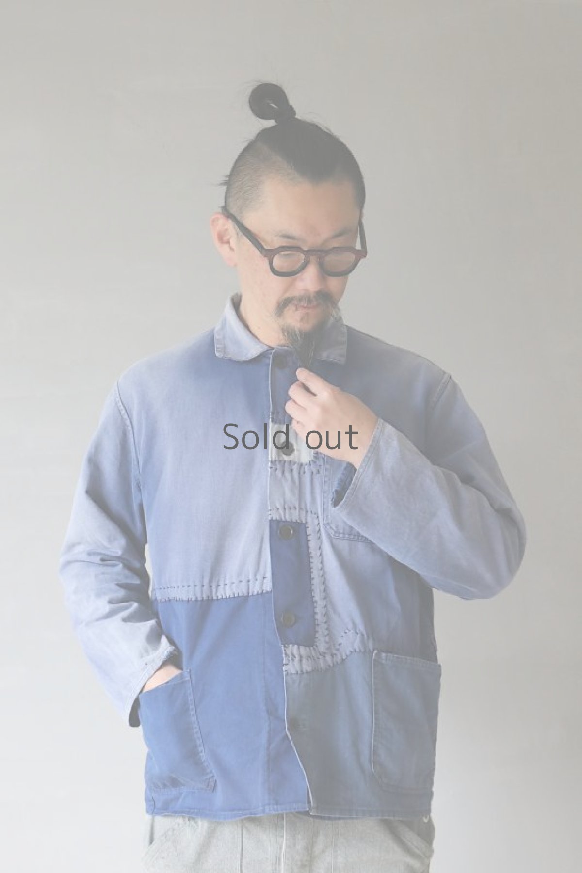 画像10: 【MITSUGU SASAKI】ビンテージリメイク　パッチワーク　ワークジャケット(ブルー/グレー/ネイビー) (10)