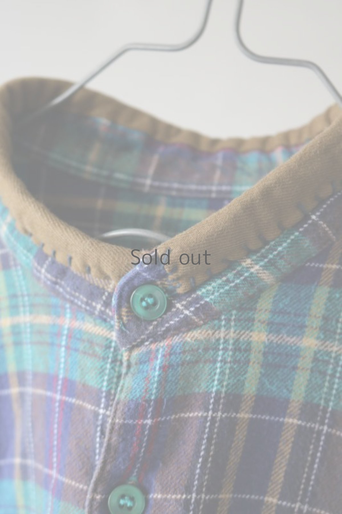 画像5: 【MITSUGU SASAKI】ビンテージリメイク　パッチワークネル　グランパシャツ（グリーンチェック） (5)