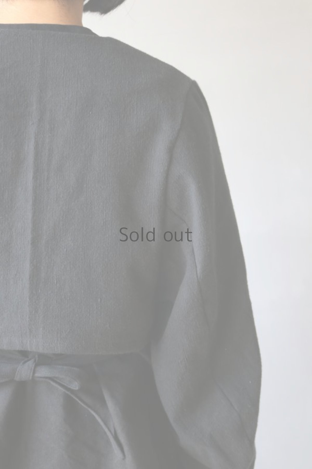 画像12: 【ササキチホ】アンティークリネン×染　短羽織　ロング袖（黒） (12)